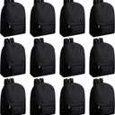 Amylove 12 Pack Backpack in Bulk 17 inch Lightweight Outdoor Travel Bag Classic Bookbags Bulk for Elementary Middle High(Black,Classic)