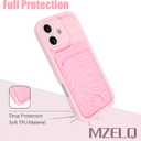 MZELQ Compatible with iPhone 17 Case 2025 Silicone Card Holder, Cute Pattern Wave Ripple Cover for Girls Women -Pink