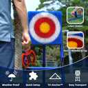 BunnyBoo Family Axe Throwing Game for Backyard Fun | Safe Bristle Target Set with 4 Axes & 4 Darts for Kids & Adults | Lightweight & Portable for Carnival, Camping, Party and Indoor/Outdoor Games, 17"x17"