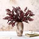4 Pcs 30 Inch Dusty Plum Sedum Berry Stem for Vase Artificial Faux Rusty Plum Pick Branch Spray Floral Stem for Table Centerpiece Mantel Decor (Dark Red)