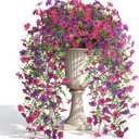 Der Rose Artificial Hanging Flowers for Outdoors, 4 Pcs UV Resistant Cascading Fake Outdoor Flowers 29.5" Faux Outdoor Hanging Flowers for Outdoor Planter Porch, Patio, Garden Decor
