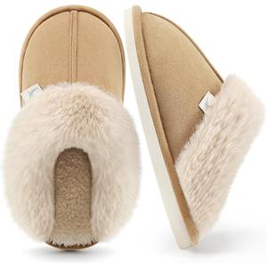 Aomigoct Womens Fuzzy House Slippers: Warm Plush & Non-Slip for Everyday Soft - The Perfect Thoughtful Gift for Mom & Grandma in Winter (10-10.5, Khaki)