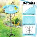 37In Bird Bath for Outside, 2-in-1 Birdbath & Birdfeeder with Detachable Plastic Bowl, Metal Butterfly Stake & Sturdy 5-Pronged Base for Outdoor Garden Yard Decor (Blue)