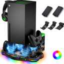 Cooling Fan with Charging Station for Xbox Series X Console and Controller - Vertical 15 RGB Modes Cooler Stand System, Low-Noise, Effectively Reduce Console Temperature and Quickly Charge Controller