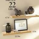 BAYKA Floating Shelves for Wall, 22.5 inches Wall Mounted Rustic Wood Shelves for Bathroom, Bedroom, Living Room, Floating Shelves for Books/Storage/Decor (Light Oak-Toned,Set of 3)