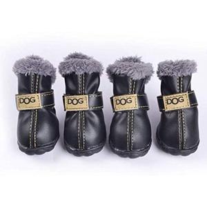 PIHAPPY Warm Winter Little Pet Dog Boots Skidproof Soft Snow Play Anti-Slip Sole Paw Protectors Small Puppy Shoes 4PCS (L, Black)