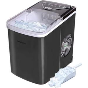Frigidaire EFIC123-SSBLACK Compact Countertop Ice Maker, 26lbs of Ice per Day, Black Stainless