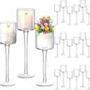 Sieral 18 Pcs Glass Candle Holder Tall Tea Lights Candle Holder for Table Centerpiece Floating Hurricane Long Stem Pillar for Wedding Party Home Table Decoration, 3 Sizes