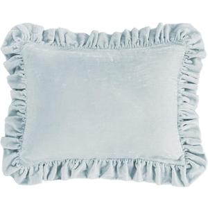 HiEnd Accents Stella Faux Silk Velvet Oblong Pillow, 16x21 inch, Light Blue, Romantic Western Modern Traditional Style Luxury Bedding, Decorative Throw Pillow (Icy Blue Oblong Ruffled) HiEnd Accents Stella Faux Silk Velvet Oblong Pillow, 16x21 inch, Light Blue, Romantic Western Modern Traditional Style Luxury Bedding, Decorative Throw Pillow (Icy Blue Oblong Ruffled)