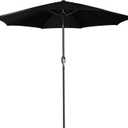 Blissun 9' Outdoor Patio Umbrella, Outdoor Table Umbrella, Yard Umbrella, Market Umbrella with 8 Sturdy Ribs, Push Button Tilt and Crank (Black)