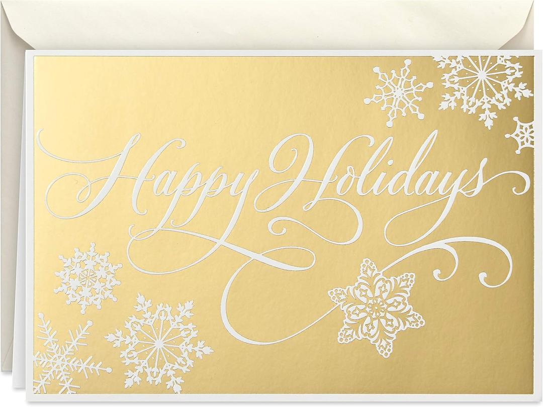 Hallmark Boxed Holiday Cards, Gold Happy Holidays (16 Cards and 17 Envelopes)