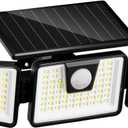 INCX Solar Lights Outdoor Waterproof, 3000 LM 156 LED Motion Sensor Outdoor Lights, 3 Heads Solar Powered Security Flood Light Motion Detected Spotlight for Patio Garage Yard Entryways, 1 Pack Black
