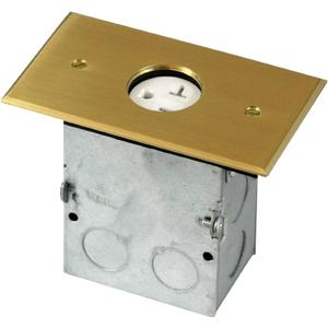 ENERLITES Screw Cap Cover Floor Box kit, 5 x 2.87 1-Gang Cover, 20A Tamper-Weather Resistant Receptacle Single Outlet, Watertight Gasket, Corrosive Resistant Hardware, UL Listed, 975547-C, Brass