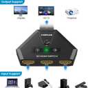 HDMI Switch 4K HDMI Splitter, Automatic HDMI Switch 3 in 1 Out with Pigtail HDMI Cable, 3 Ports HDMI Switcher Support HDCP 2.2 Full HD 4K 1080P 3D for Fire Stick Apple TV PS5 PS4 Xbox PC
