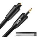 Elecan Mini Toslink to Toslink Digital Optical S/PDIF Audio Cable 35 Ft, Gold Plated Soft Flexible Fiber Optic Cable,Signal Protection PVC,Surround Sound for Soundbar,Home Theater,Hi-Fi System+Ties MI