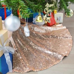 B-COOL 36inch Tree Skirt Sequin Tree Skirting Christmas Rose Gold Tree Skirts Mat for Christmas Holiday Party Decorations