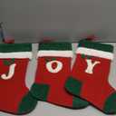 3 Pack Christmas Stocking Red Xmas Stocking, 18 Large Joy Chrsitmas Socks- Xmas Stocking for Holiday and Family Stocking for Fireplace Party Decoration (Red and Green Joy)