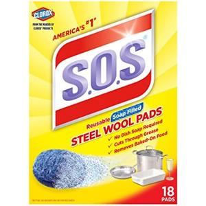 S.O.S 98018 S.O.S Steel Wool Soap Pads 18 Count