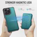 for iPhone 13 Pro Wallet Case Compatible with Magsafe, Magnetic RFID Blocking Card Holder Kickstand 2 in 1 Detachable Case for iPhone 13 Pro 6.1", Bluish Green