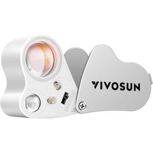 VIVOSUN 30X 60X Illuminated Jewelers Loupe Foldable Magnifier with LED Light for Jewelry Gems Watches Coins Stamps Antiques White