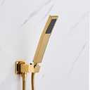 Gold square hand shower head, handheld shower head with hose,brass High pressure flushing With adjustable water supply elbow Wall-mounted connector Shower bracket and hose set