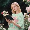 Boho Oversized Shirt Women Vintage Floral Shirts Daisy Flower Tshirt Wildflower Graphic Tees Casual Loose Tops (Green, S)