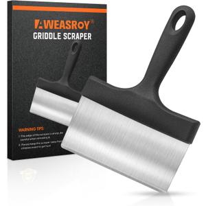 Heavy Duty Grill Scraper Stainless Steel Griddle Scraper with 5" Handle,Sturdy Food Scraper Tool Kitchen for Blackstone Grill Accessories,Outdoor Barbecue Turners Tools