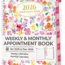 CRANBURY Daily Planner 2026, 8.5x11 Appointment Book, Jan to Dec 2026, 15-Min Hourly Scheduler, Large Daily Planner Book with Colorful Tabs (Blossoms)