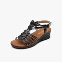 DREAM PAIRS Women's Comfortable Strappy Low Heel Open Toe Slip-On Wedge Sandals Arch Support for Summer Dressy Shoes 10