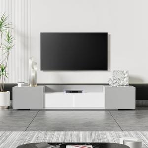 Modern TV Stand for 70" TV,Wood Console Table with Magnetic Cabinet Door, Entertainment Center with Large Storage Space for Living Room Bedroom (Color : Grey)