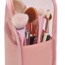 Makeup Brush Travel Case Stand Up, High Capacity Makeup Organizer Portable Travel Makeup Brush Holder (Pink)