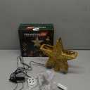 Christmas Tree Topper Star Lighted with Warm Christmas Light Cord, Built-in 6 Projected Patterns, 3D Glitter LED Rotating Lights for Party Holiday Xmas Decorations Gifts (Gold)