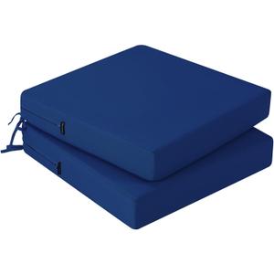 idee-home Outdoor Chair Cushions Set of 2, Waterproof Outdoor Seat Cushions for Patio Furniture, Outside Replacement Chair Pad with Ties for Lawn Deck Porch, 22 x 22 Navy Blue