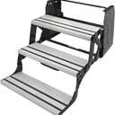 Lippert Components 432696 Alumi-Tread Triple Manual Step, Alloy Steel Aluminum, Black