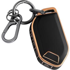 ELOHEI Key Fob Cover for Kia with Keychain, Key Fob Case for 2024 2025 2026 Kia K5 Sorento Forte Soul Telluride(Gold Edge Black)