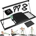Pilates Board, Foldable Pilates Reformer Set, Multi-Purpose Iron Extended Pilate Equipment, 7-in-1 Pilate Machines for Home Use, with Pilates Bar, Resistance Bands, Timers