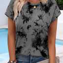 Tie Dye Shirt Women Tshirts Business Casual Cap Sleeve Tops Spring Outfits Basic Blouses L