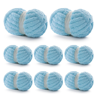 Pack Chunky Yarn for Hand Knitting - Chenille Yarn for Crocheting - 224 Yds Chunky Blanket Yarn Jumbo, Thick Fluffy for Knitting Blankets, Super Bulky Yarn 61.6 Oz (Lake Blue)
