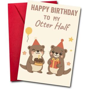10 x Romantic Birthday Card  Cute Otter Couple Greeting Card with Envelope for Boyfriend, Girlfriend, Husband, or Wife (SR06)