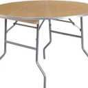 Flash Furniture Fielder 4-Foot Round HEAVY DUTY Birchwood Folding Banquet Table with METAL Edges