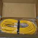 50Ft 12/3 Outdoor Extension Cord with 3-Outlets, Heavy Duty 12 Gauge 3 Prong Extension Cord Waterproof with Lighted end, 15A 12AWG 1875W SJTW, ETL Listed - Great for Garage, Garden and Home, Yellow