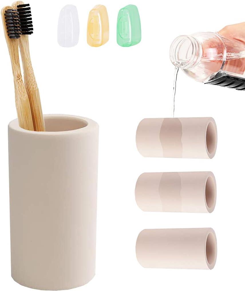 Beige Toothbrush Holder for Bathroom,Water Absorption Fast Drying Diatomite Toothbrush Holders for Electric Toothbrush Toothpaste Shaver Razor