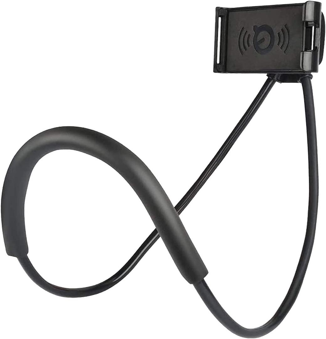 1 Pack Cell Phone Stand Hanging on Neck Upgraded, Hands-Free Mobile Phone Holder Clip on Bed/Table 360 Rotation for Telephone Tablet Mount Bracket Stand for iPhone