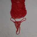 Sexy Chain Sheer Mesh Ruched Bodycon Mini Lingerie Dress with Thong 2 Piece Set Outfits (Heart Red), XL
