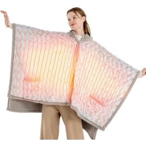 Bearhug Electric Wearable Heated Blanket, Heated Shawl with Pocket & Hood, Cozy Faux Fur and Sherpa, Heated Hoodie with 6 Temp Levels, 4H Auto-Off, ETL Certified, Machine Washable, 50"  60" (50"  60" Heated Hoodie Blanket, Dreamy Milky Way With Hoodie)