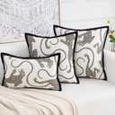 Premium Series, Snow Leopard Throw Pillow Covers, Animal Jacquard Cushion Cases for Home Decor, Chenille Velvet Double-Sided Designs, Cream White, 20 x 20 inch, Covers Only
