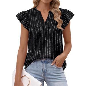 LILLUSORY Womens Ruffle Tops Dressy Casual Flowy Floral Boho Blouses Summer Chiffon Shirts 2026 (XL)