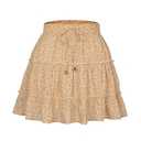 Flowy Summer Skirts for Women Trendy Ruffle Cute Floral Short Skirt for Teen Girls Light Orange M (Orange)