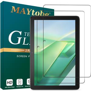 MAYtobe [2-Pack Screen Protector for Fire HD 10 / Fire HD 10 Plus (11th/13th Generation,2021/2023 release) (10.1 Inch) Tempered Glass, No Bubbles, Scratch-Resistant