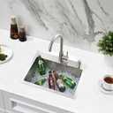 Drop In Bar Sink with Faucet, 24x18x10 Inch Stainless Steel Outdoor Wet Bar Utility Sink Top Mount 18 Gauge Deep Single Bowl Small Kitchen Sink, 24"x18"x8"